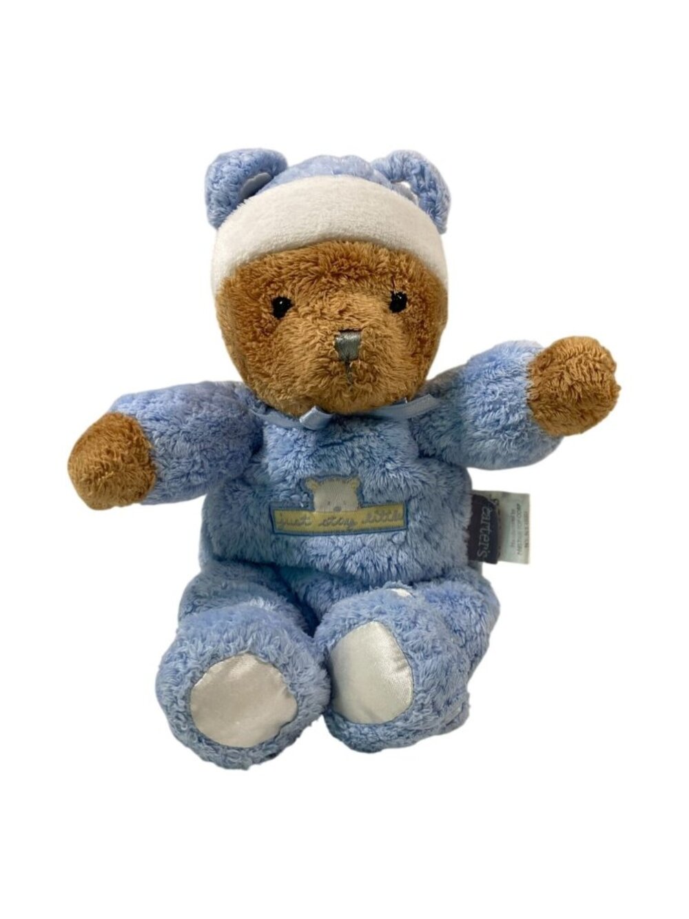 Carters Blue Just Stay Little Plush Teddy Bear Rattle Stuffed Animal Baby Lovey
